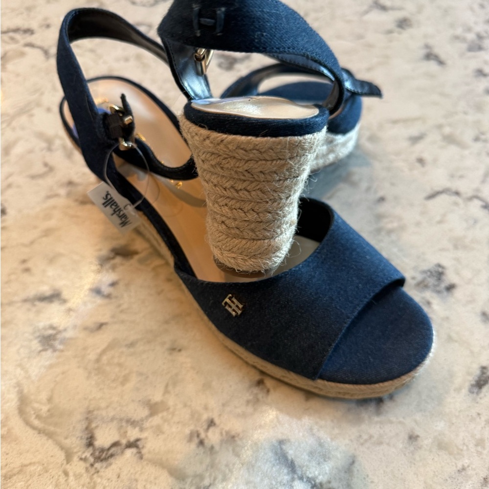 Tommy Hilfiger Navy Espadrille Wedge Sandals